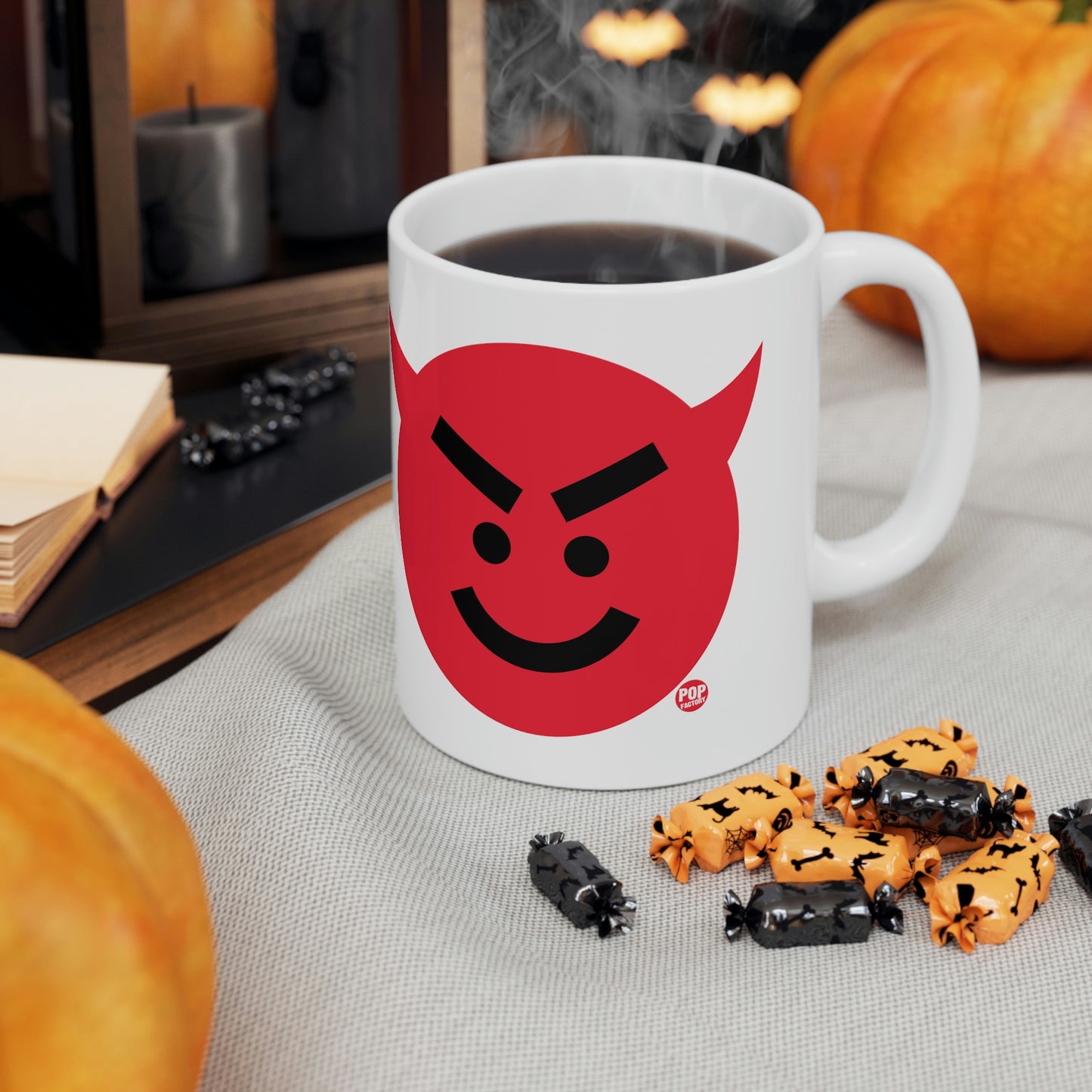 DEVIL SMILEY FACE COFFEE MUG