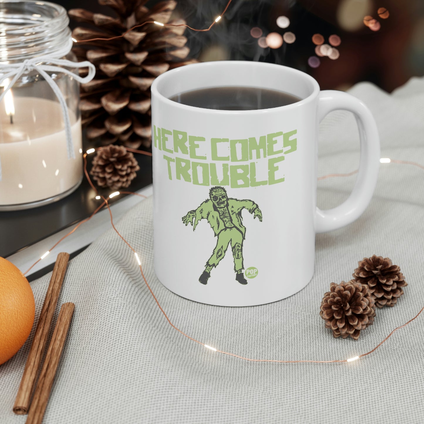 HERE COMES TROUBLE ZOMBIE MUG