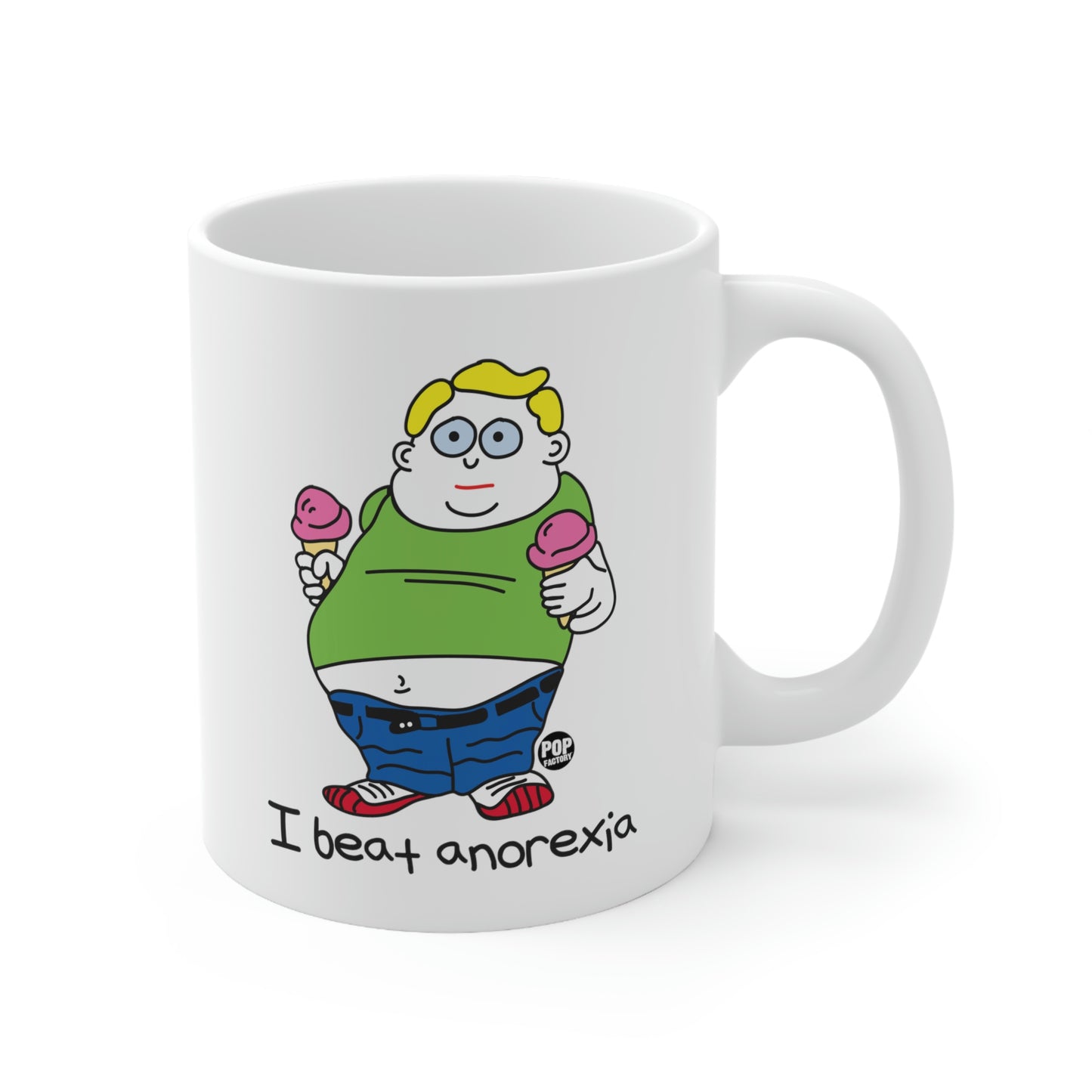 I BEAT ANOREXIA COFFEE MUG