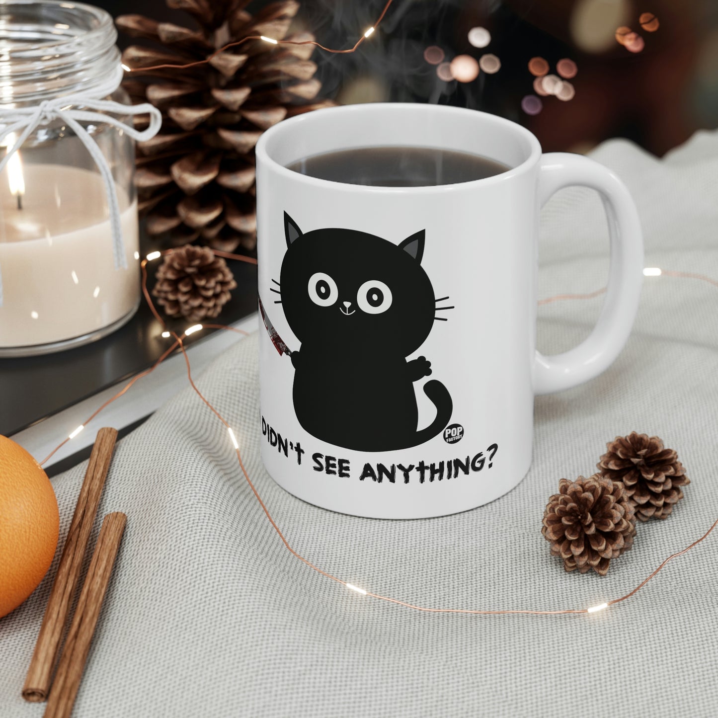 DIDN'T SEE ANYTHING? CAT KNIFE COFFEE MUG