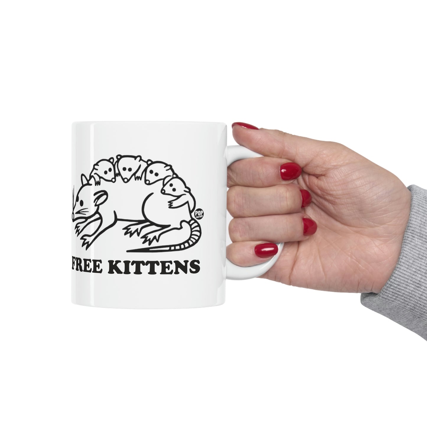 FREE KITTENS POSSUM COFFEE MUG