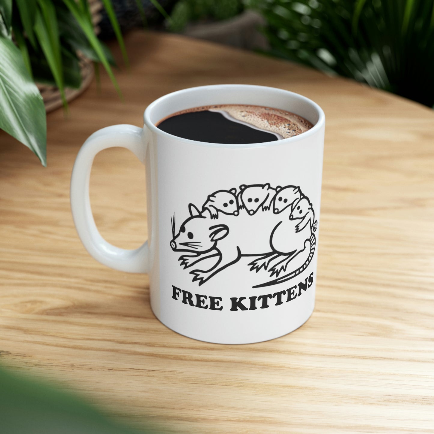 FREE KITTENS POSSUM COFFEE MUG