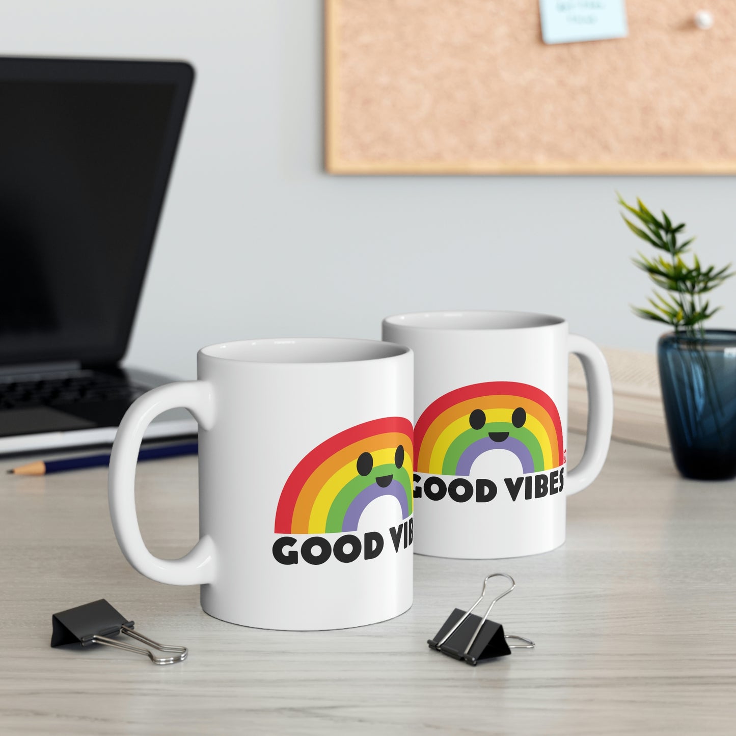 GOOD VIBES RAINBOW COFFEE MUG