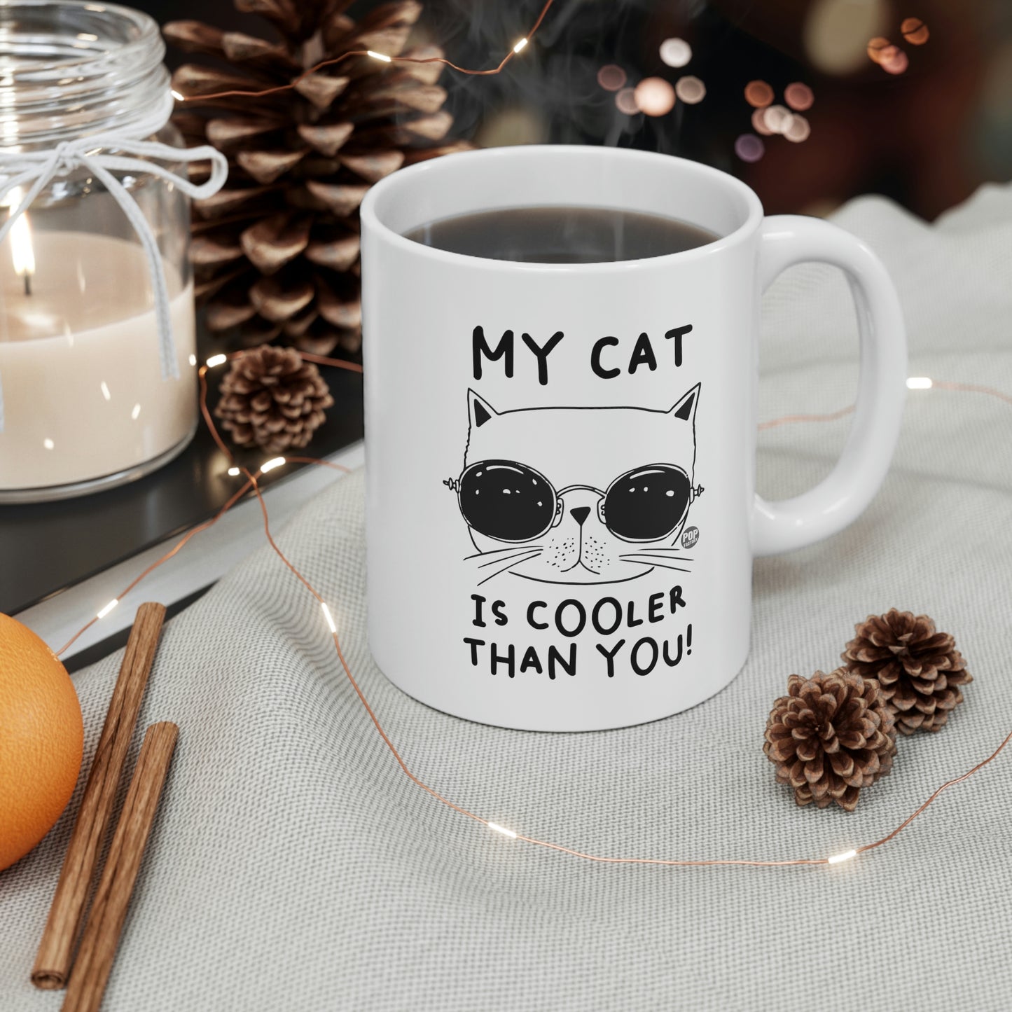 My Cat Is Cooler Than You Mug – Cool Cat with Sunglasses – Funny 11oz Ceramic Coffee Cup – StupidMug® by Pop Factory®