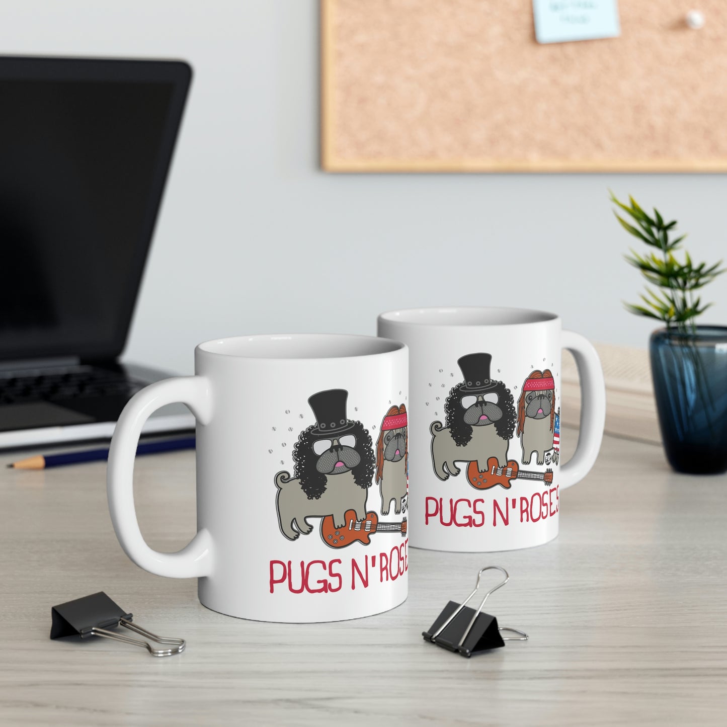 PUGS AND ROSES COFFEE MUG