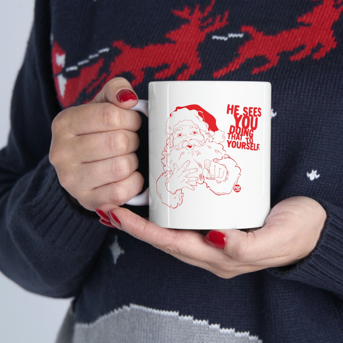 Santa Sees You Jerking Off Mug