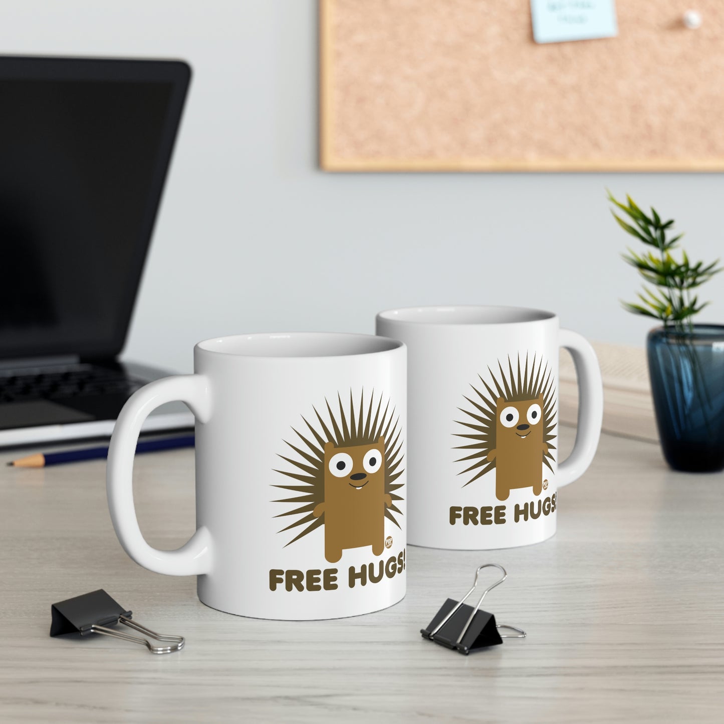 FREE HUGS PORCUPINE COFFEE MUG