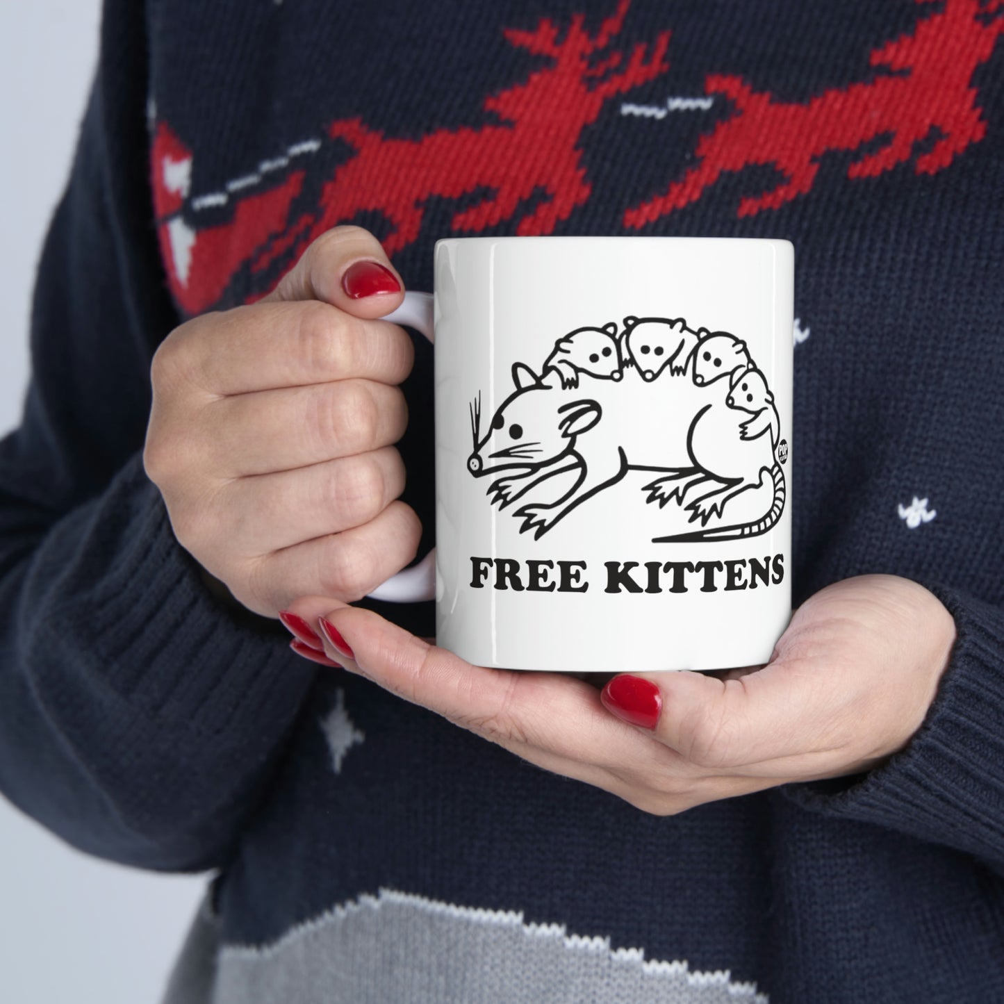 FREE KITTENS POSSUM COFFEE MUG