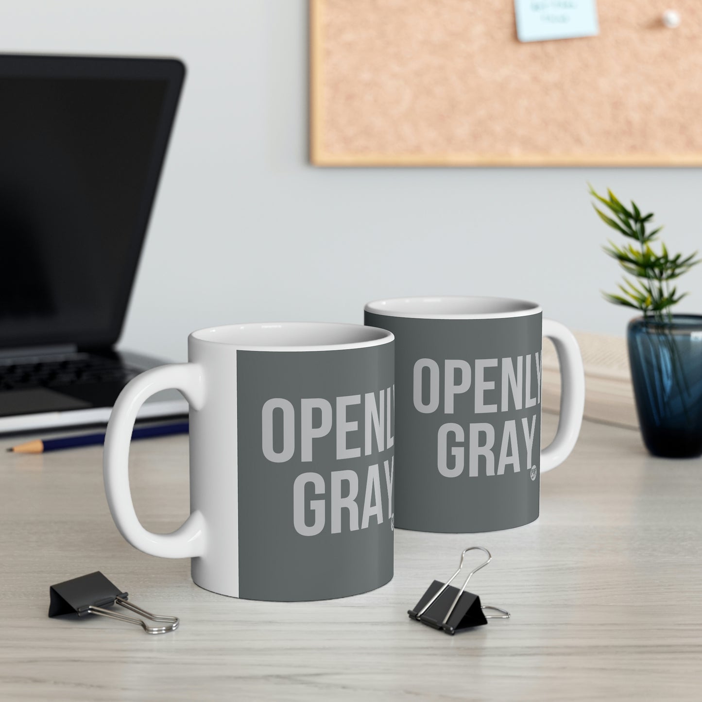 OPENLY GRAY COFFEE MUG