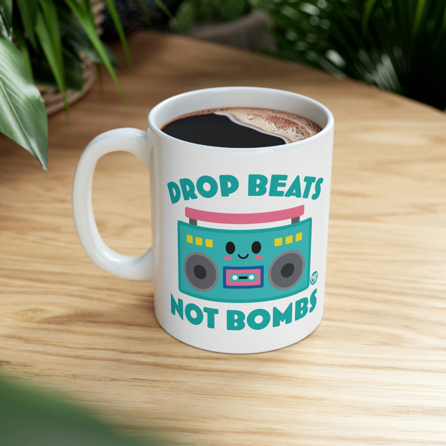 DROP BEATS NOT BOMBS COFFEE MUG