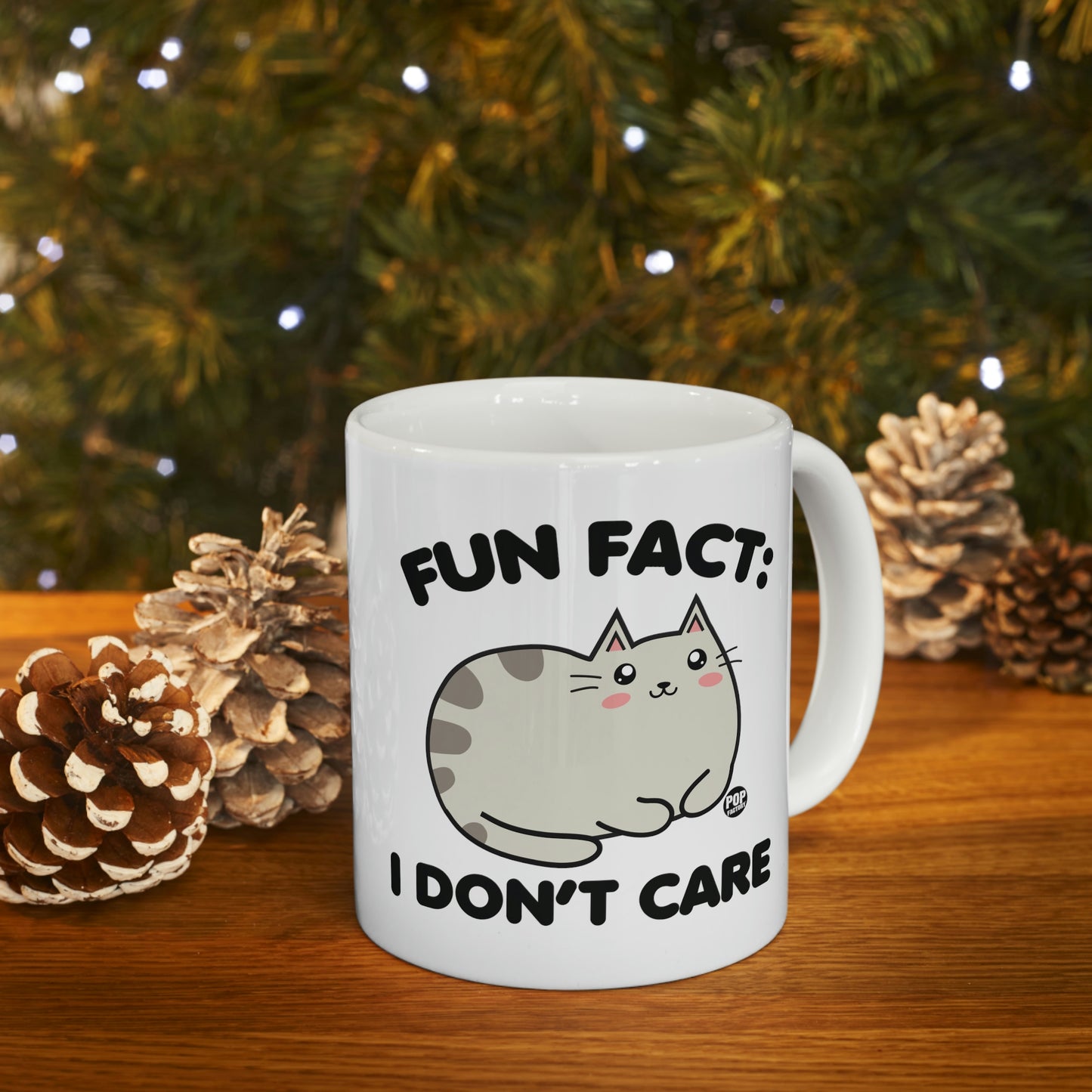 FUN FACT: I DON'T CARE CAT COFFEE MUG