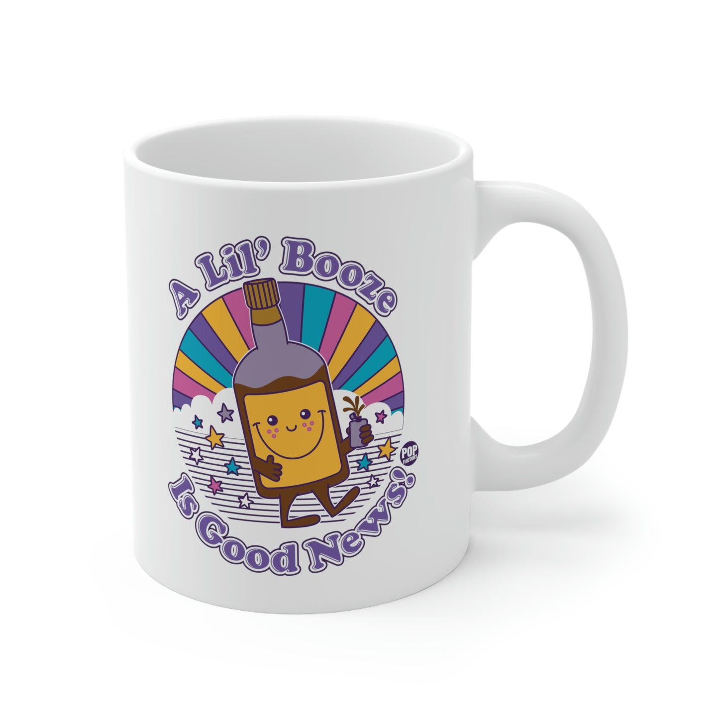 FUNSHINE-A LIL' BOOZE IS GOOD NEWS COFFEE MUG