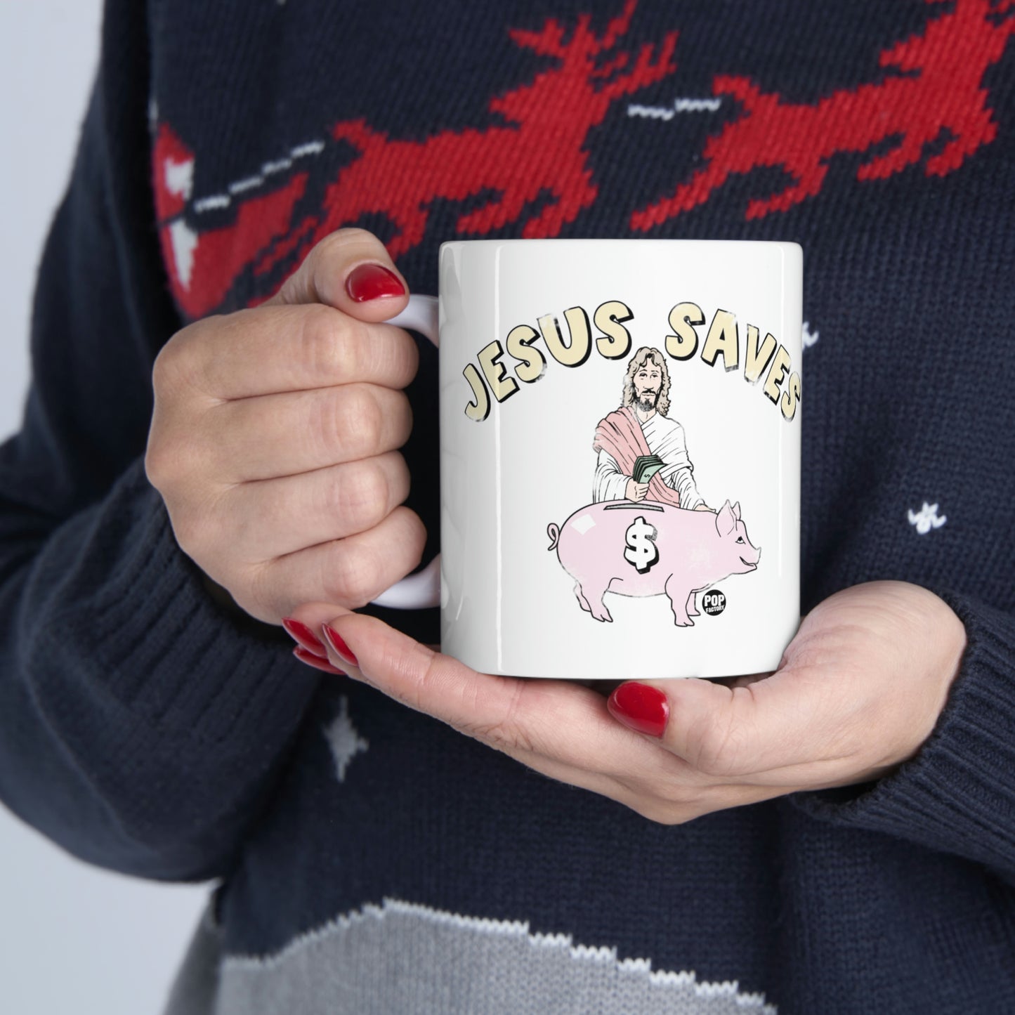 JESUS SAVES! COFFEE MUG