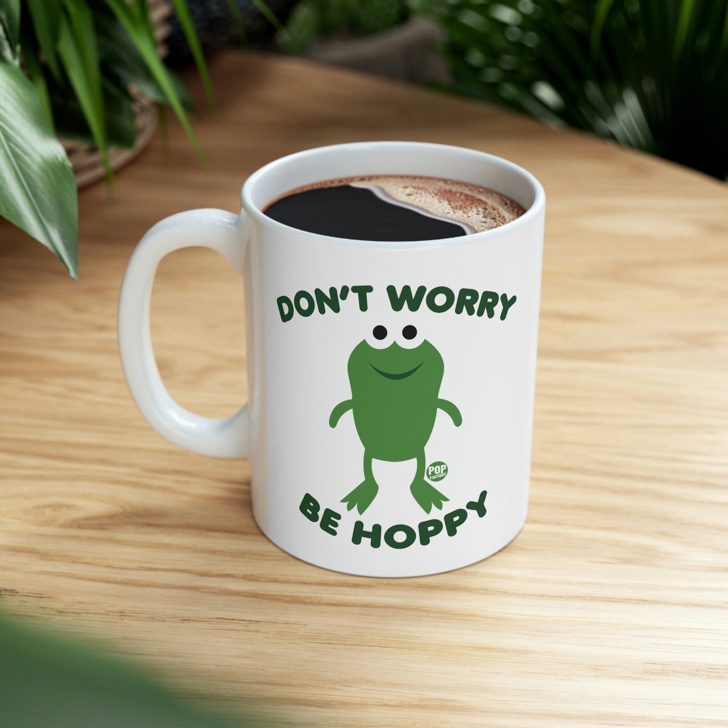 DON'T WORRY BE HAPPY FROG COFFEE MUG