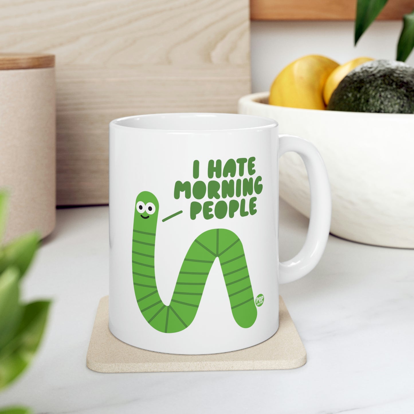 I HATE MORNING PEOPLE WORM COFFEE MUG