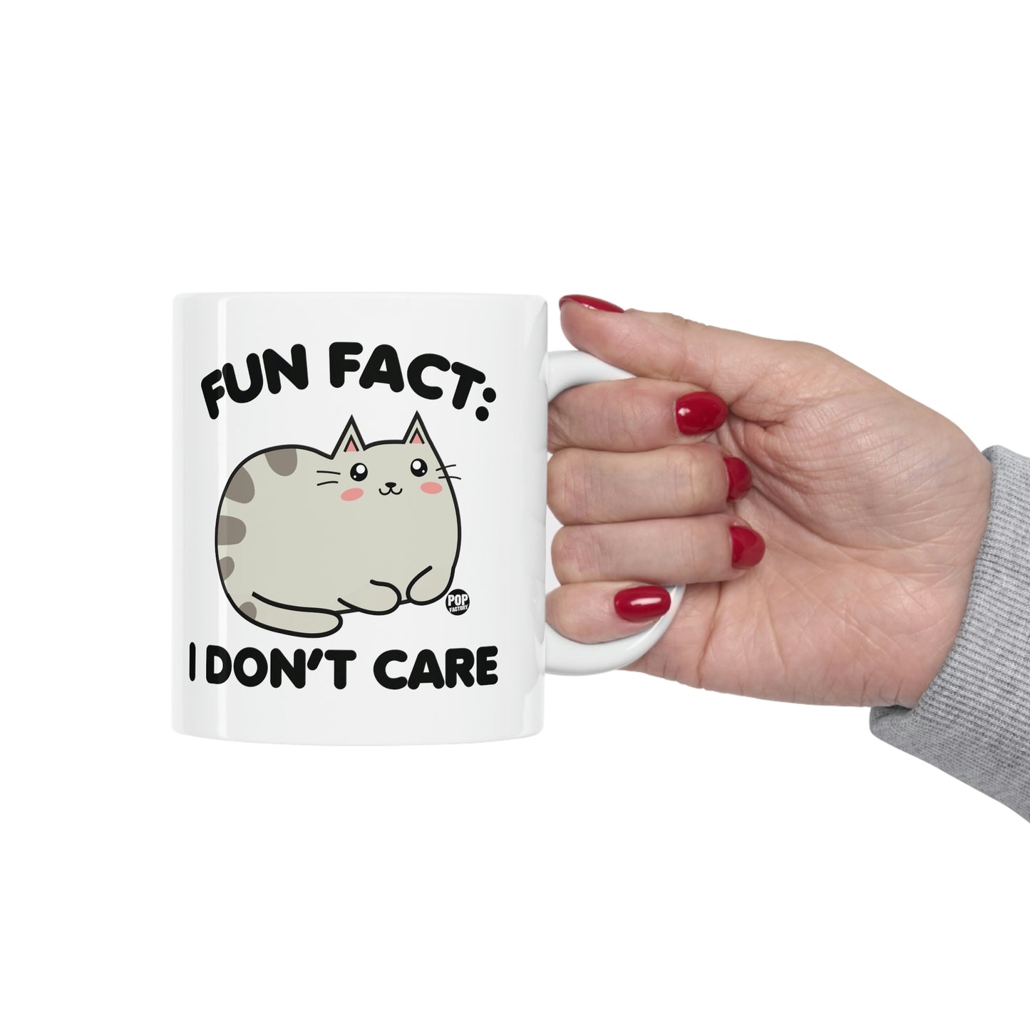 FUN FACT: I DON'T CARE CAT COFFEE MUG