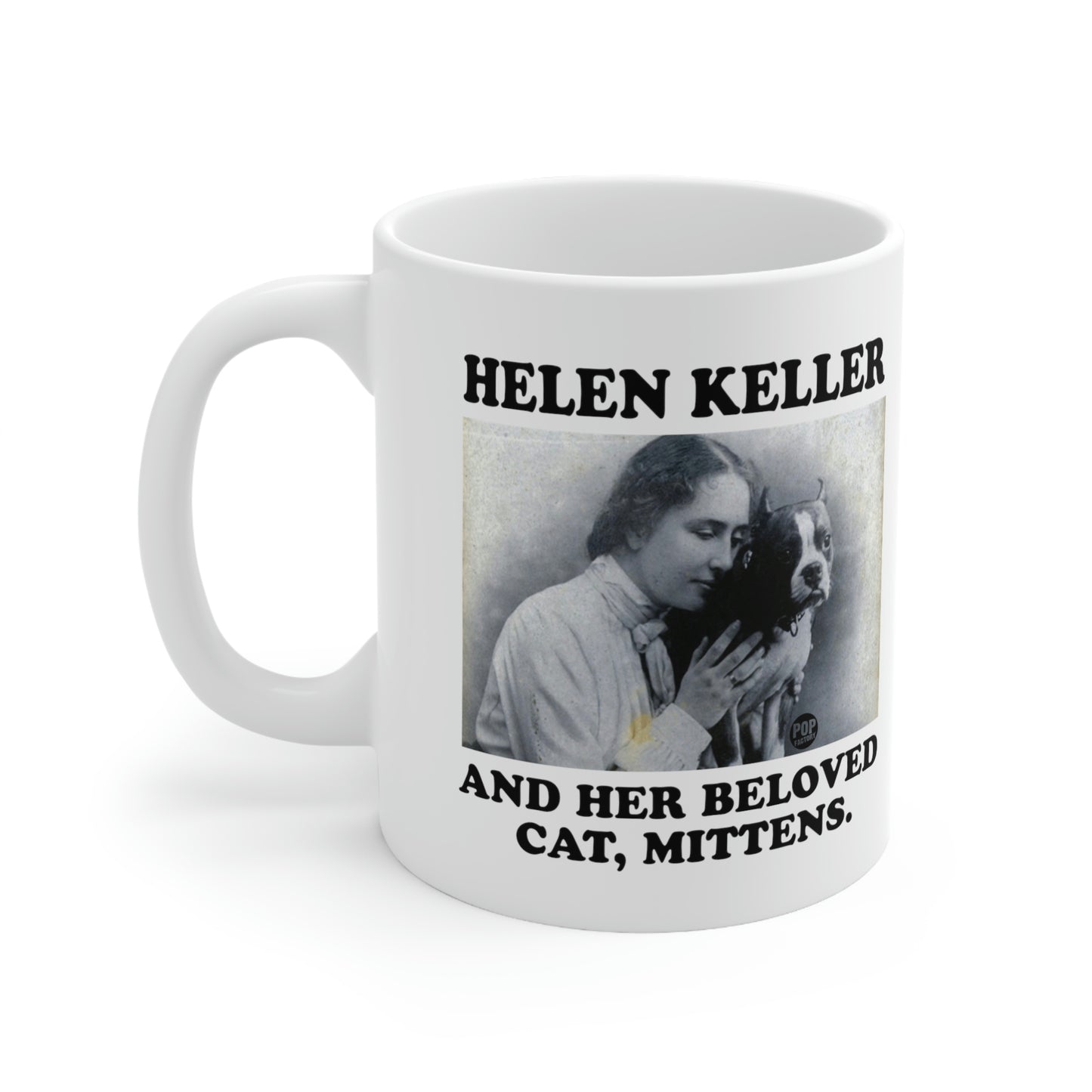 HELEN KELLER AND HER BELOVED CAT, MITTEN COFFEE MUG