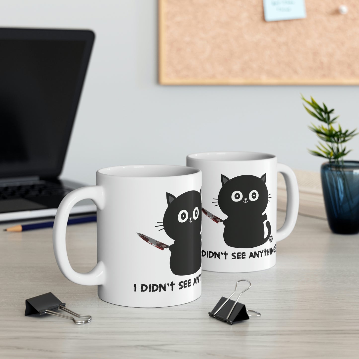 DIDN'T SEE ANYTHING? CAT KNIFE COFFEE MUG