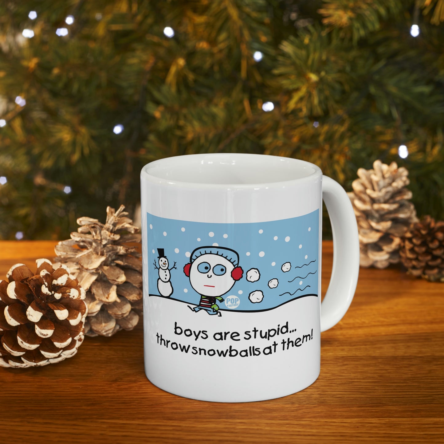 BOYS ARE STUPID SNOWBALLS COFFEE MUG