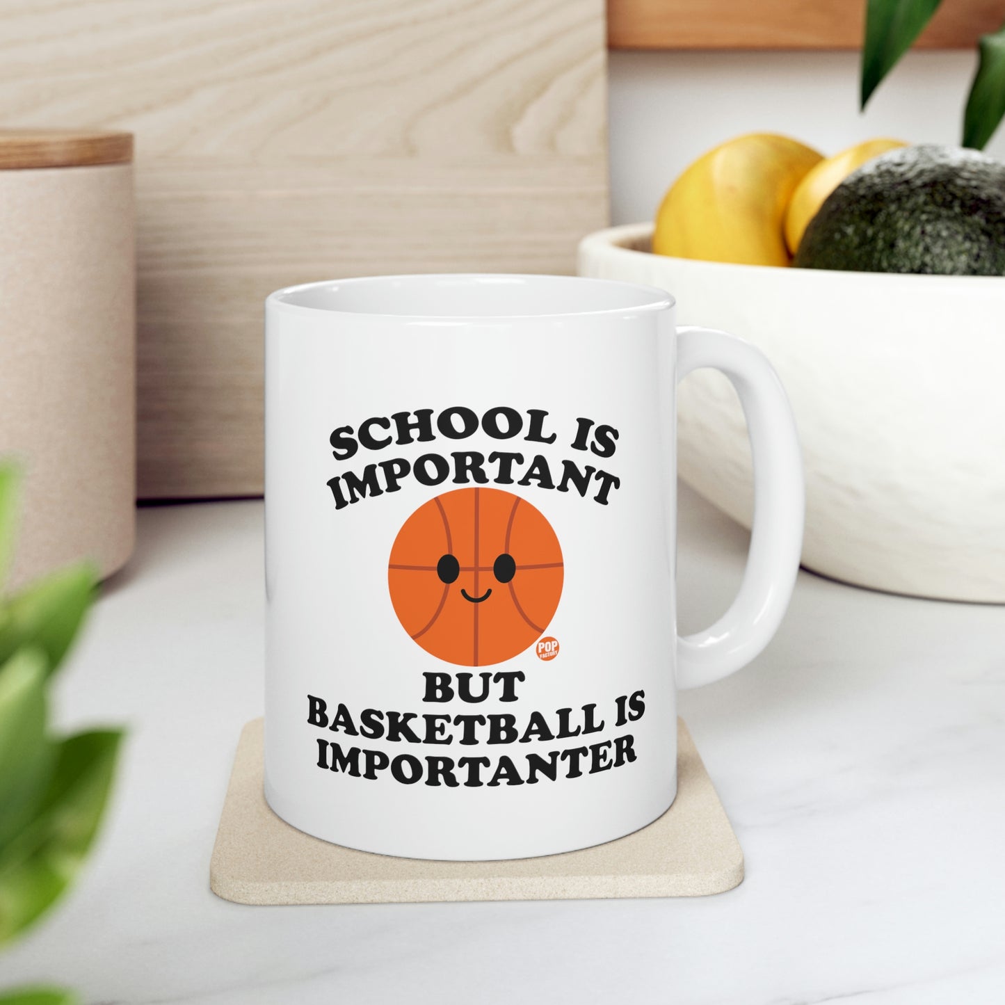 SCHOOL IS IMPORTANT BUT BASKETBALL IS IMPORTANTER COFFEE MUG