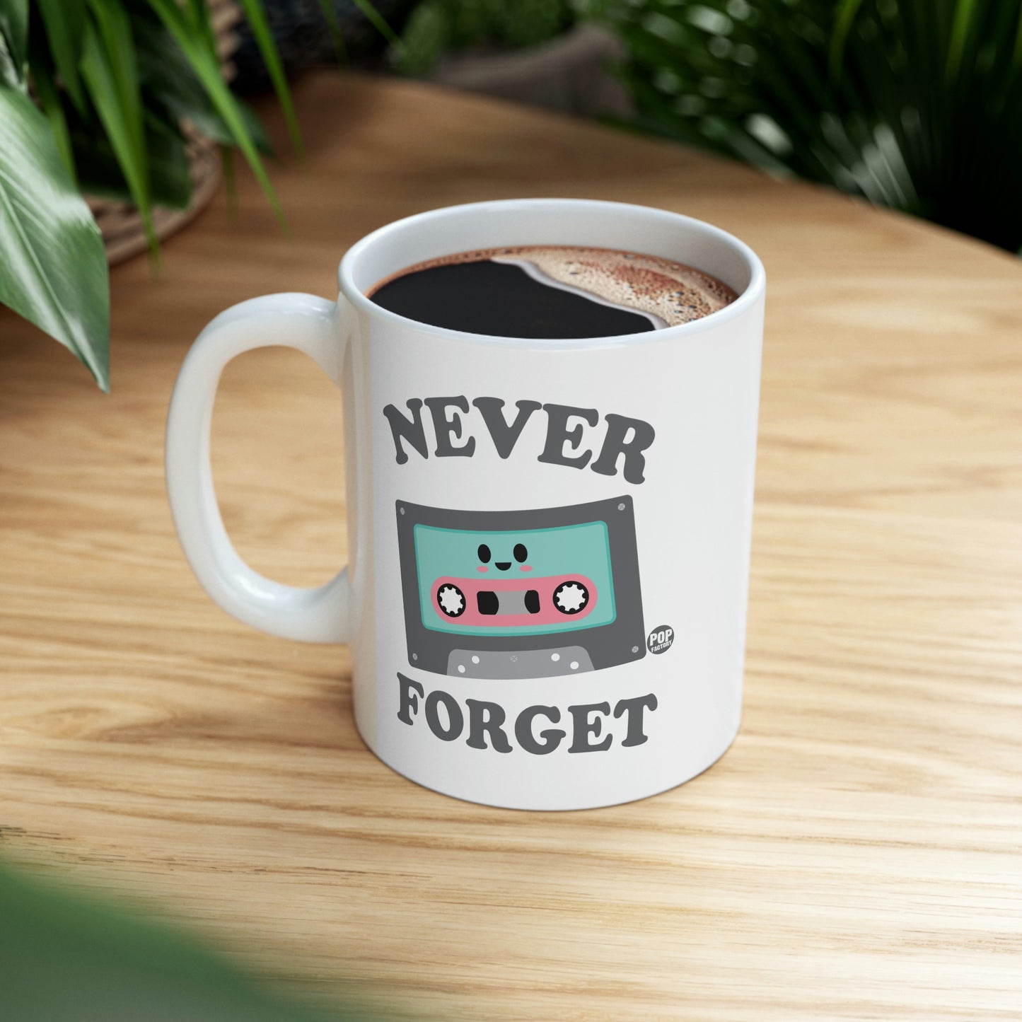 NEVER FORGET CASSETTE TAPE COFFEE MUG