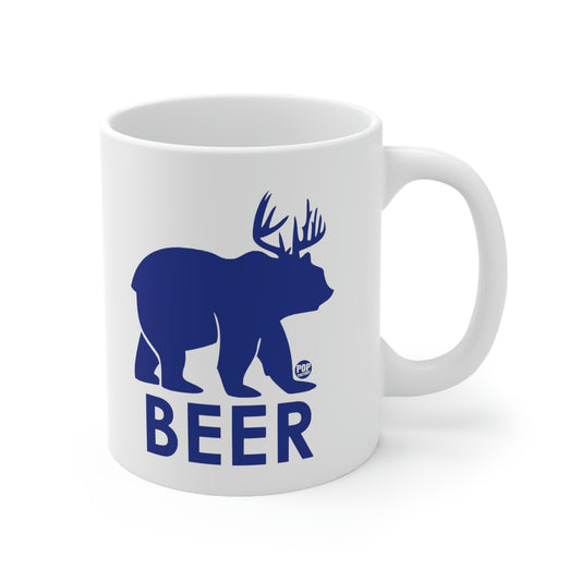 blue bear with horn on white coffee mug