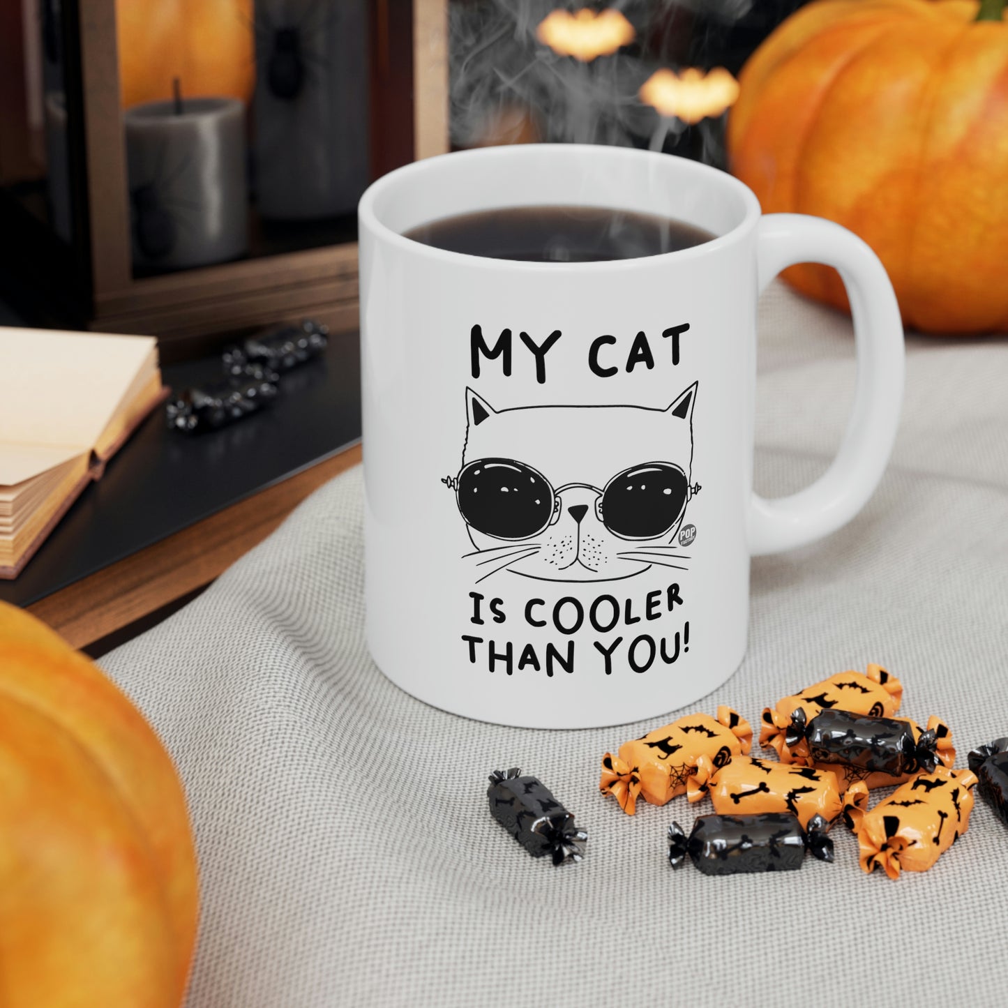My Cat Is Cooler Than You Mug – Cool Cat with Sunglasses – Funny 11oz Ceramic Coffee Cup – StupidMug® by Pop Factory®