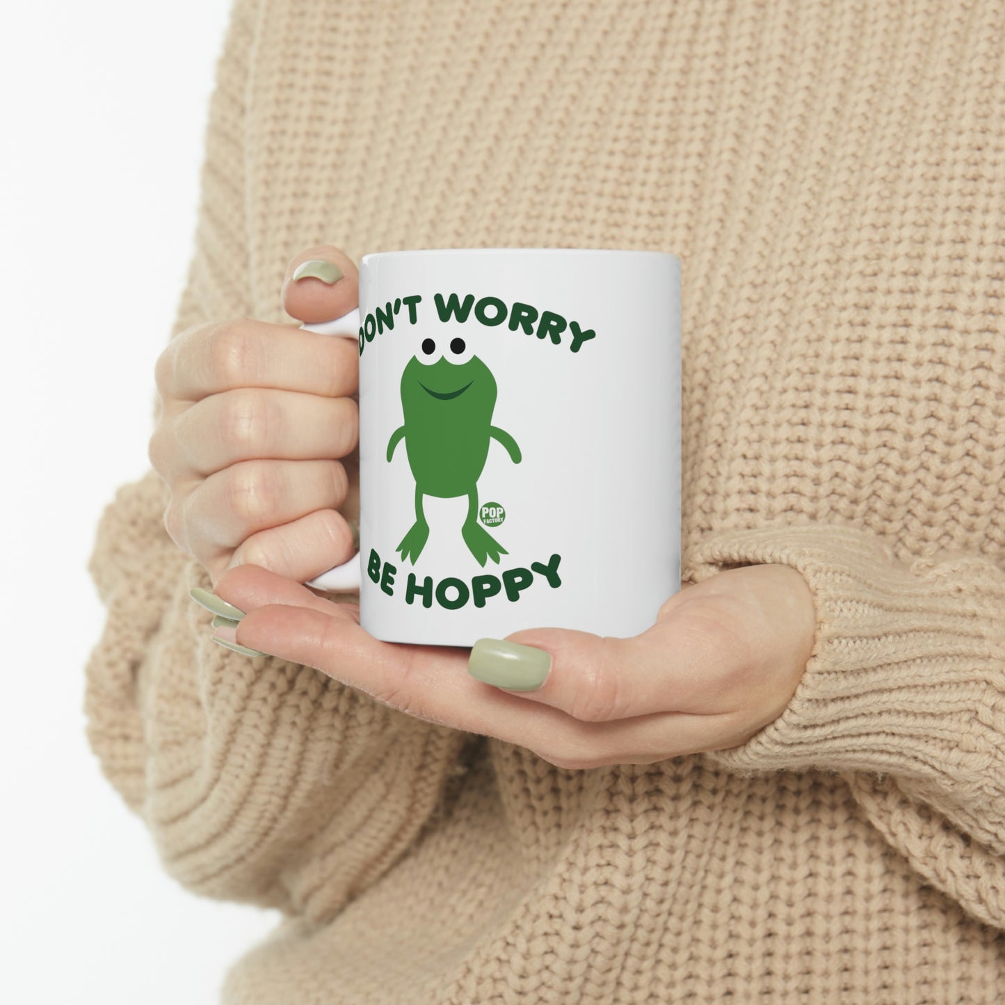 DON'T WORRY BE HAPPY FROG COFFEE MUG