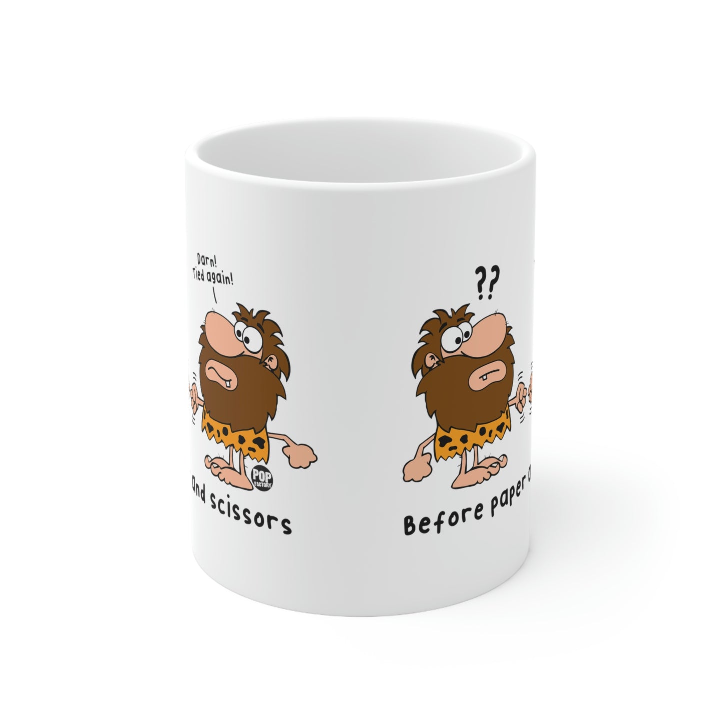 CAVEMEN ROCK SISSOR COFFEE MUG