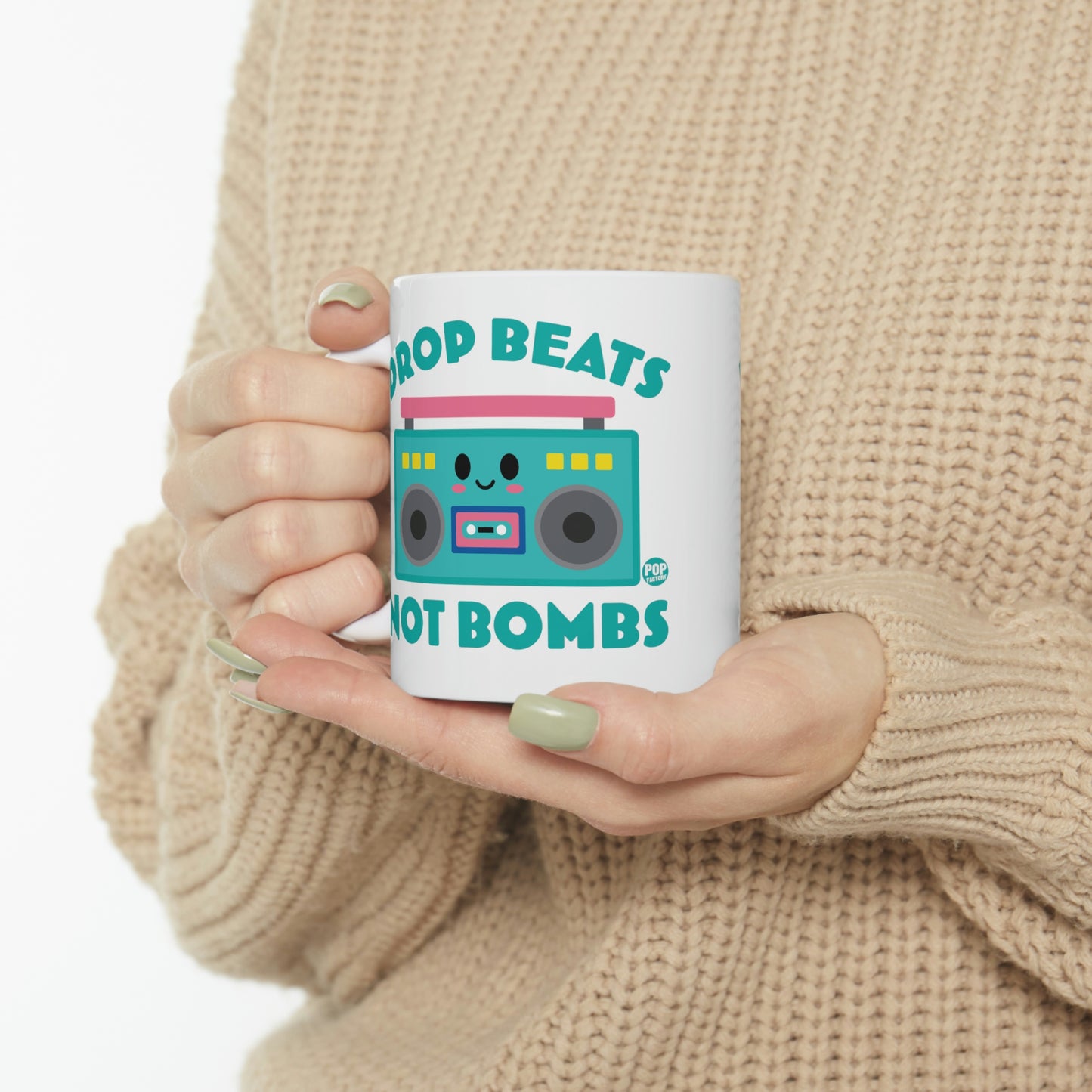 DROP BEATS NOT BOMBS COFFEE MUG