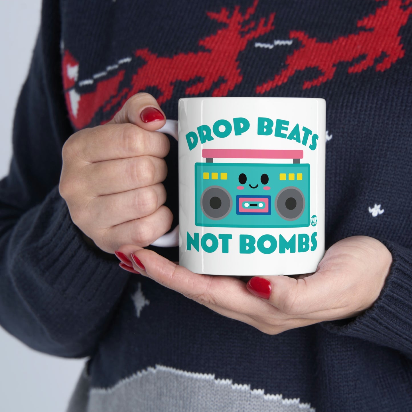 DROP BEATS NOT BOMBS COFFEE MUG