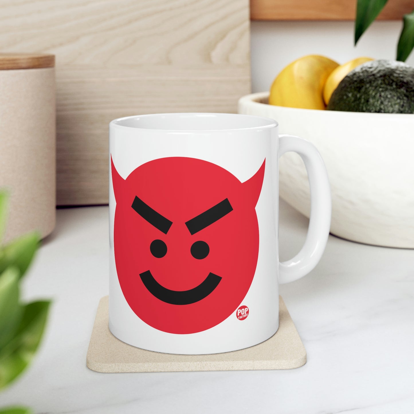 DEVIL SMILEY FACE COFFEE MUG