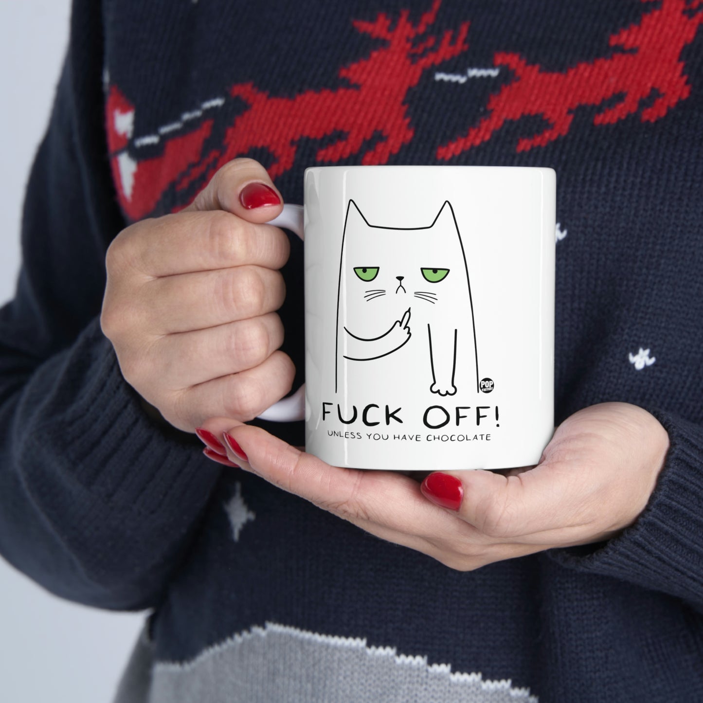 FUCK OFF CHOCOLATE CAT COFFEE MUG\