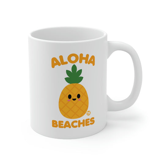 white mug with Kwaii yellow pineapple 