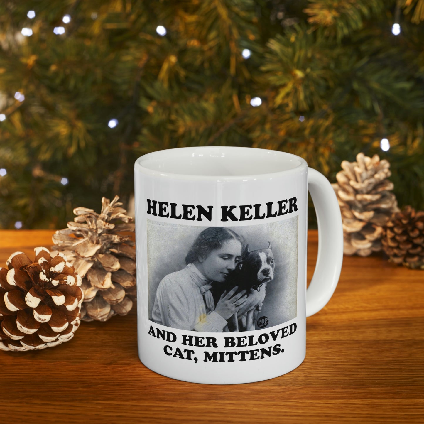 HELEN KELLER AND HER BELOVED CAT, MITTEN COFFEE MUG