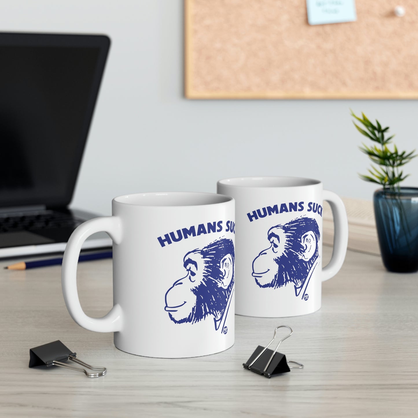 HUMANS SUCK CHIMP COFFEE MUG