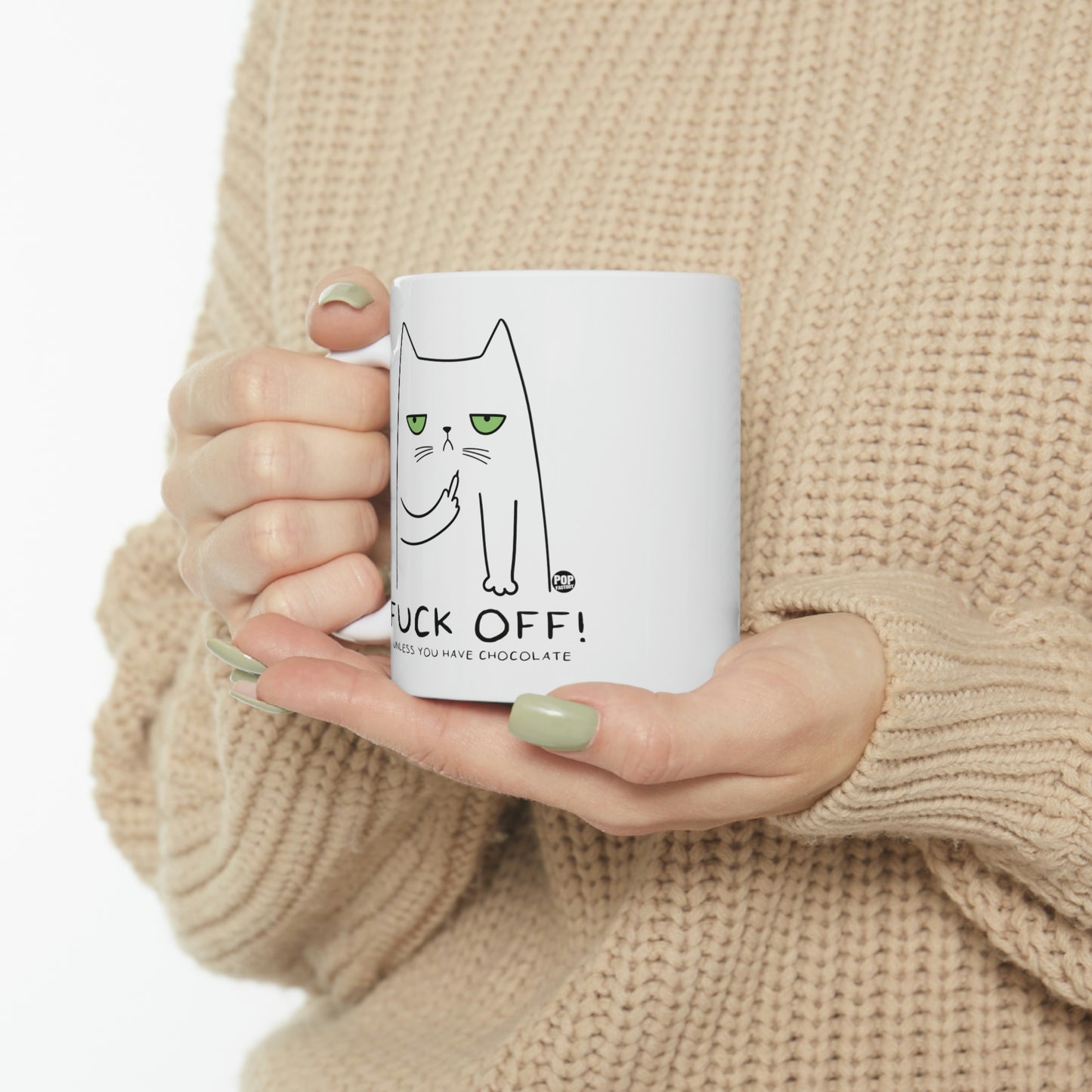 FUCK OFF CHOCOLATE CAT COFFEE MUG\