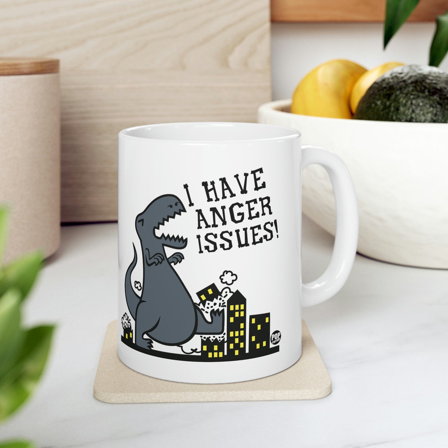 ANGER ISSUES DINOSAUR COFFEE MUG