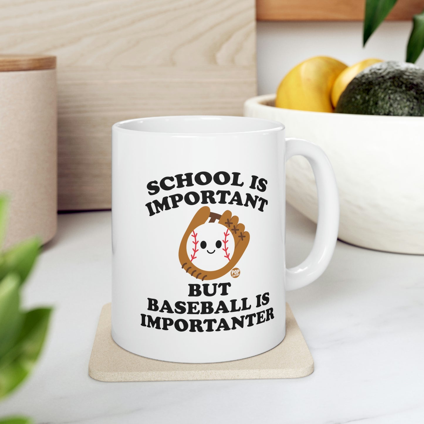 SCHOOL IS IMPORTANT BUT BASEBALL IS IMPORANTER COFFEE MUG