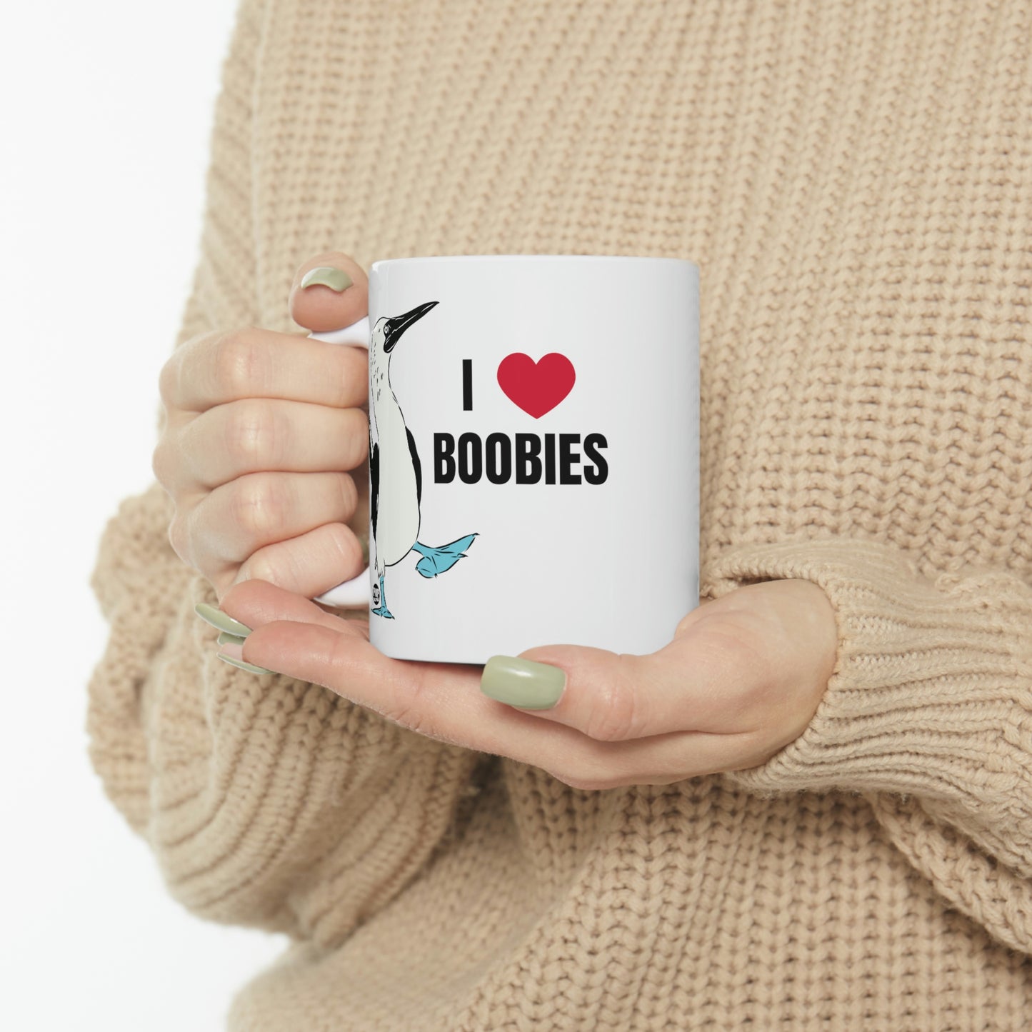 I LOVE BOOBIES, BIRD COFFEE MUG