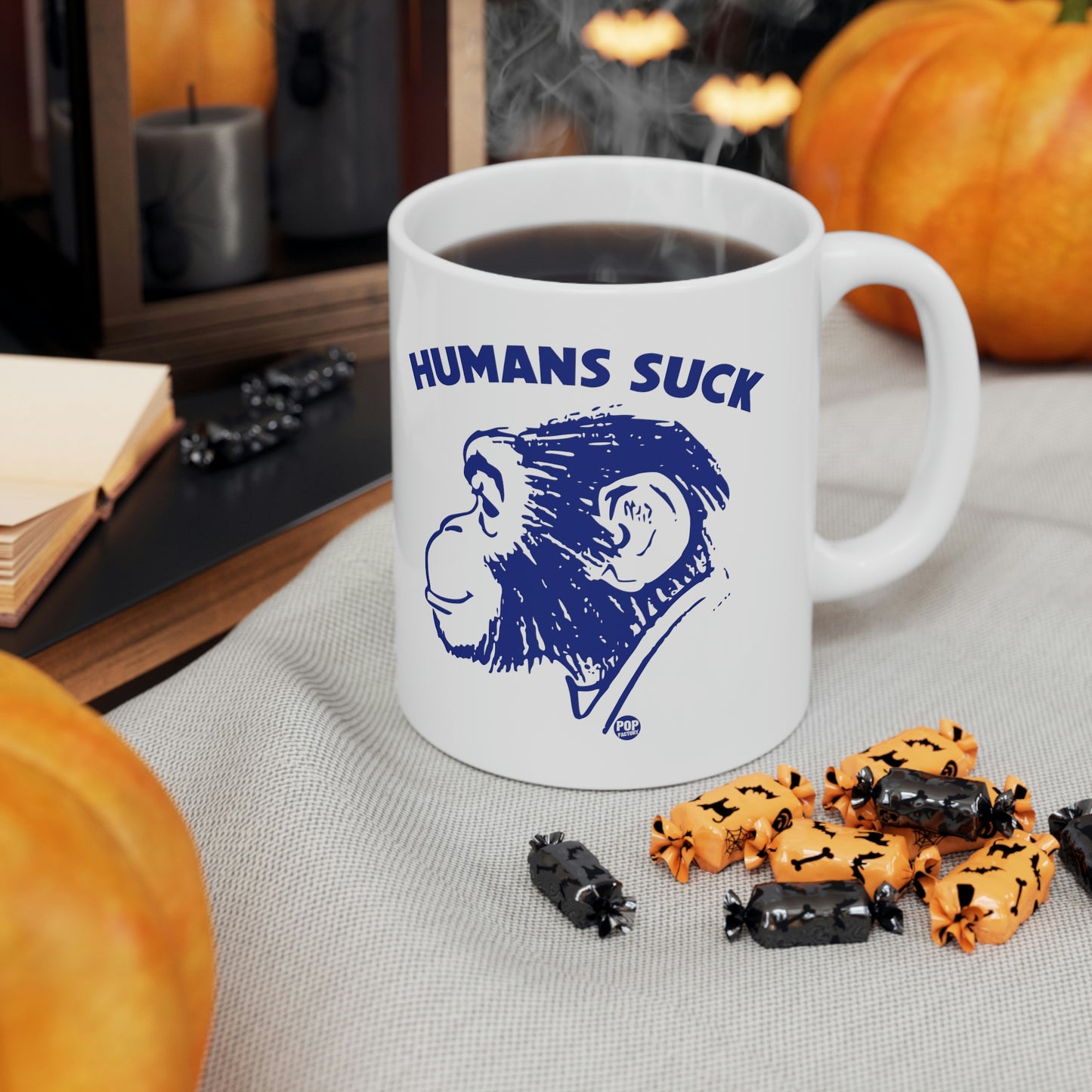 HUMANS SUCK CHIMP COFFEE MUG