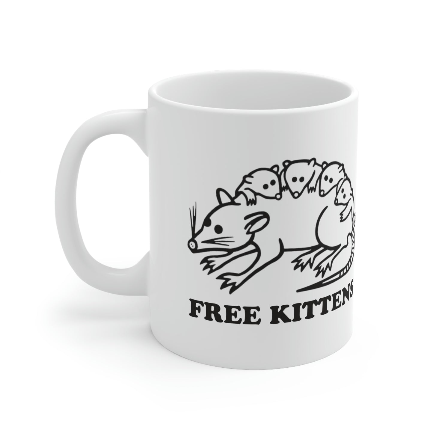 FREE KITTENS POSSUM COFFEE MUG