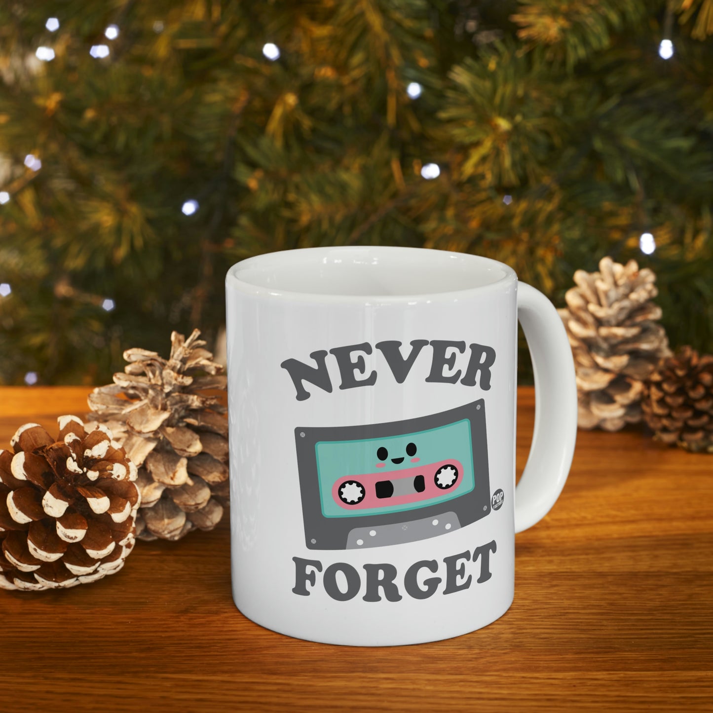 NEVER FORGET CASSETTE TAPE COFFEE MUG