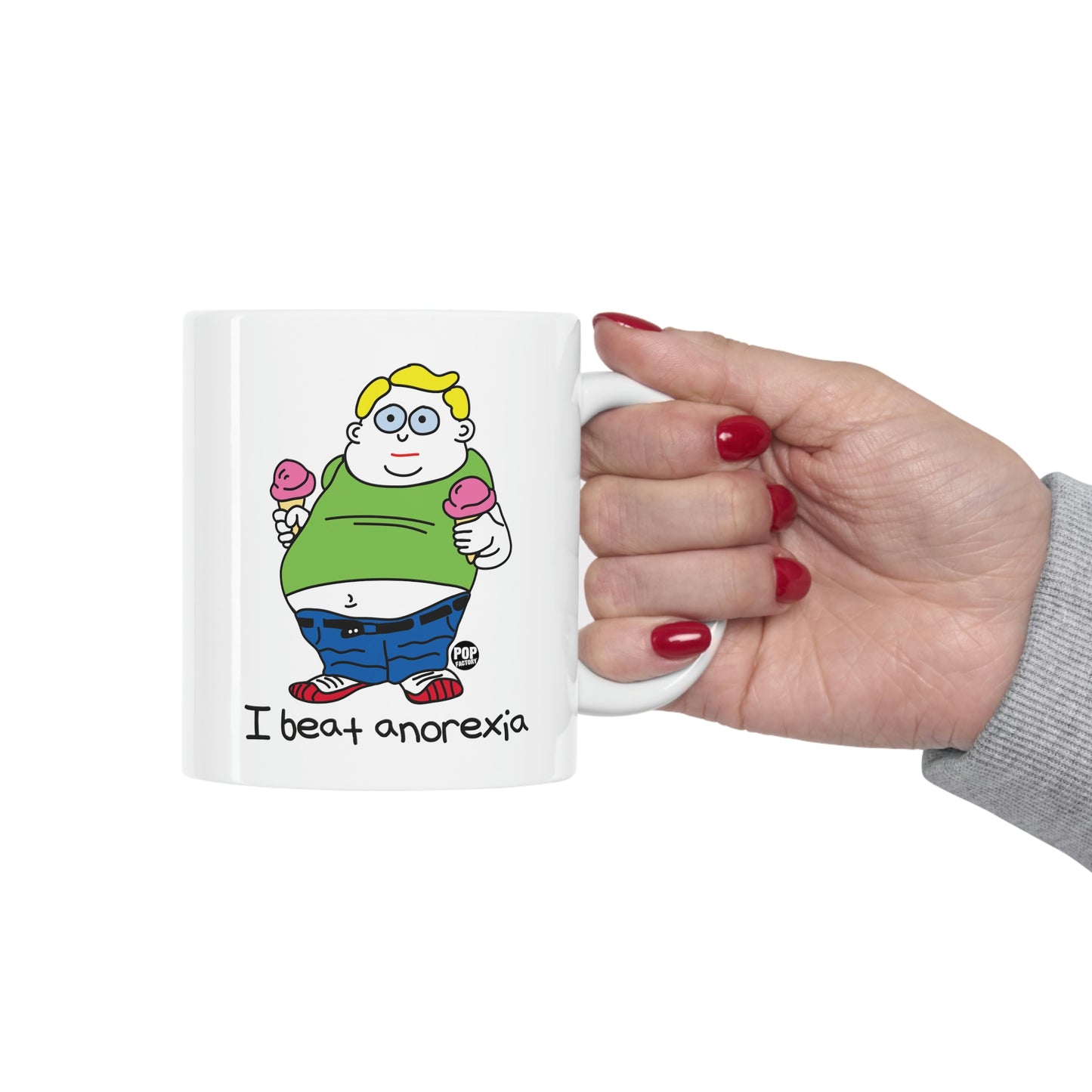 I BEAT ANOREXIA COFFEE MUG