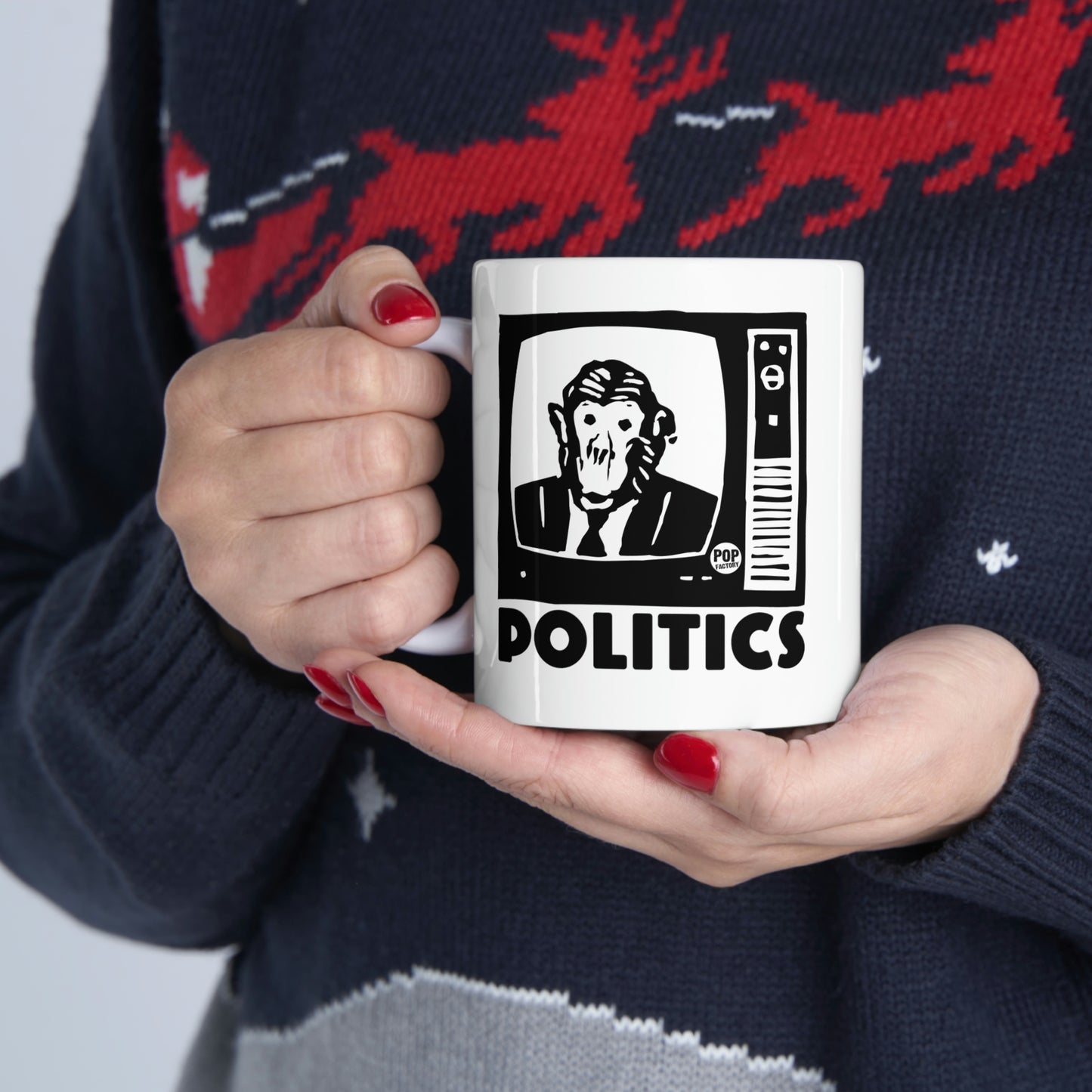 POLITICS TV MONKEY COFFEE MUG