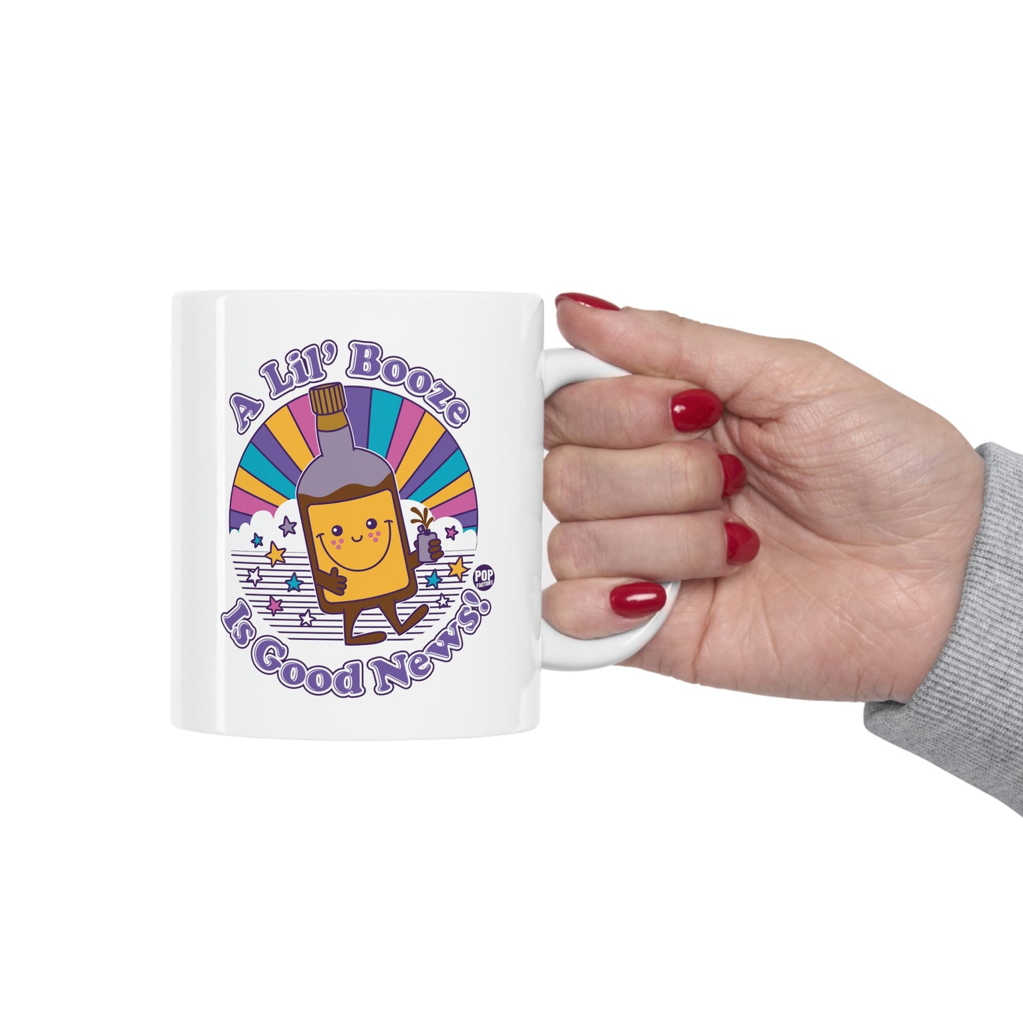 FUNSHINE-A LIL' BOOZE IS GOOD NEWS COFFEE MUG