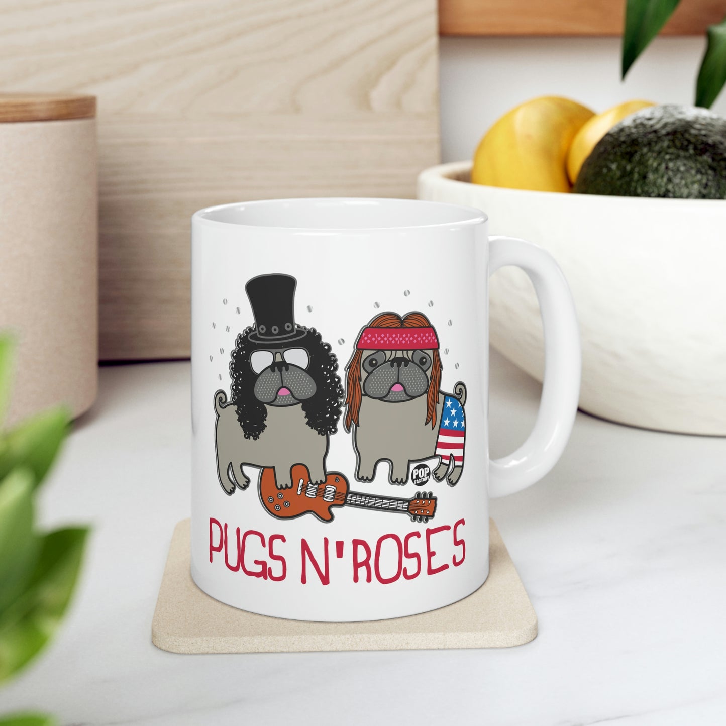 PUGS AND ROSES COFFEE MUG