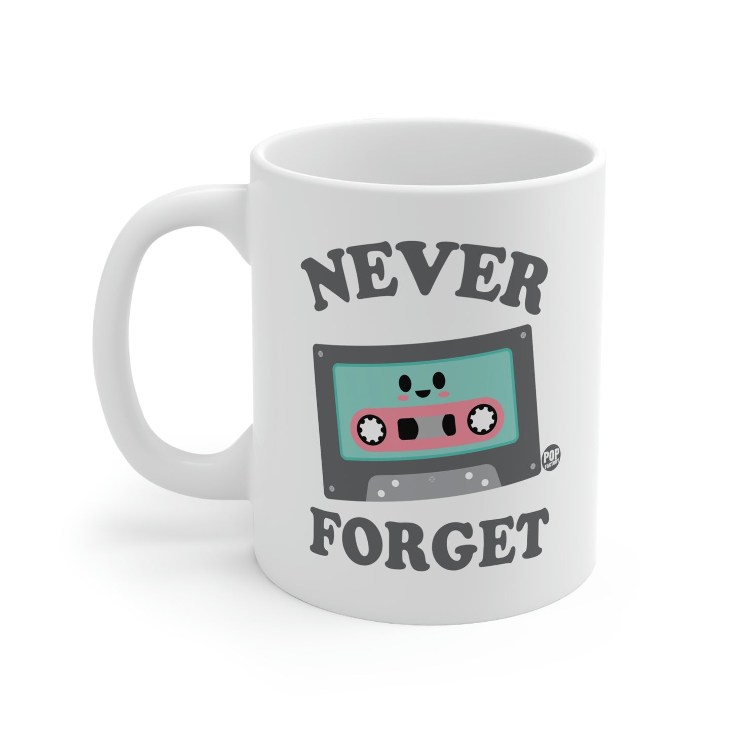 NEVER FORGET CASSETTE TAPE COFFEE MUG