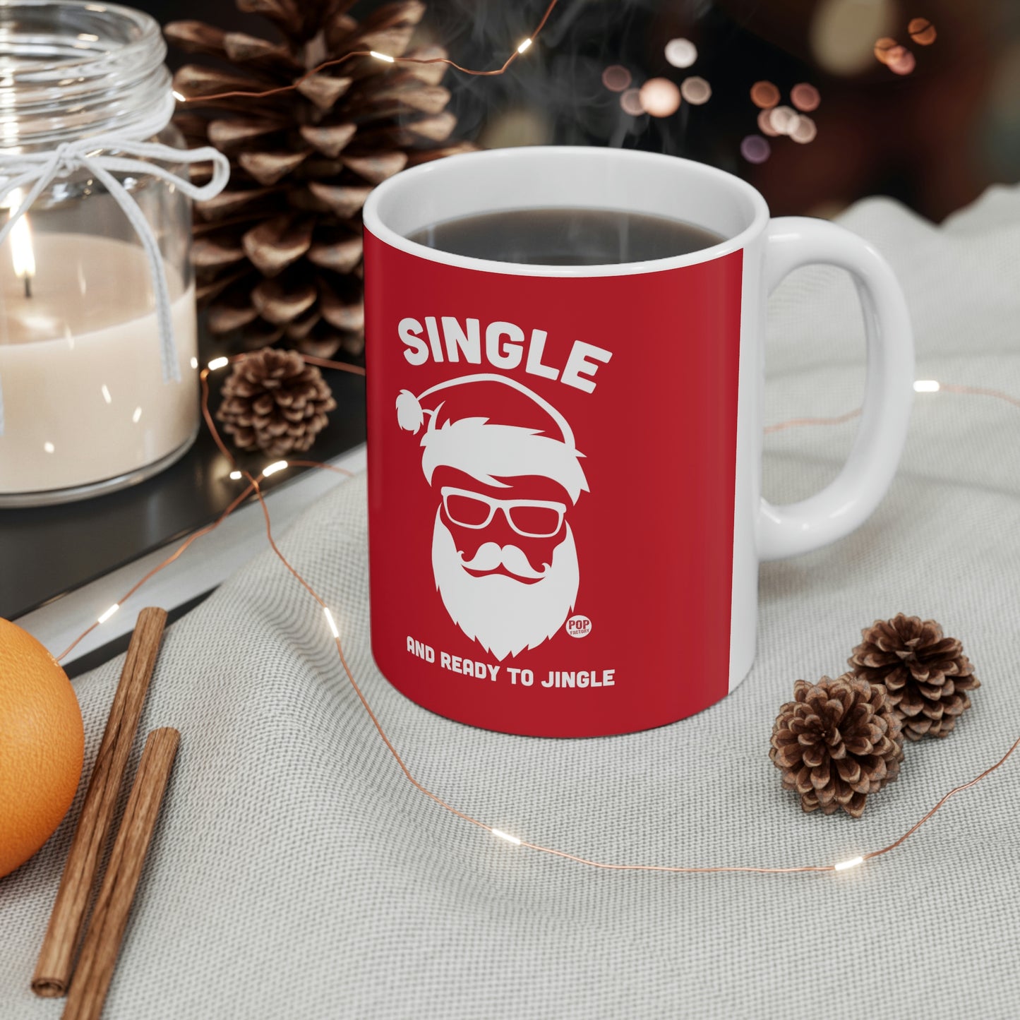 SINGLE READY TO  JINGLE SANTA COFFEE MUG