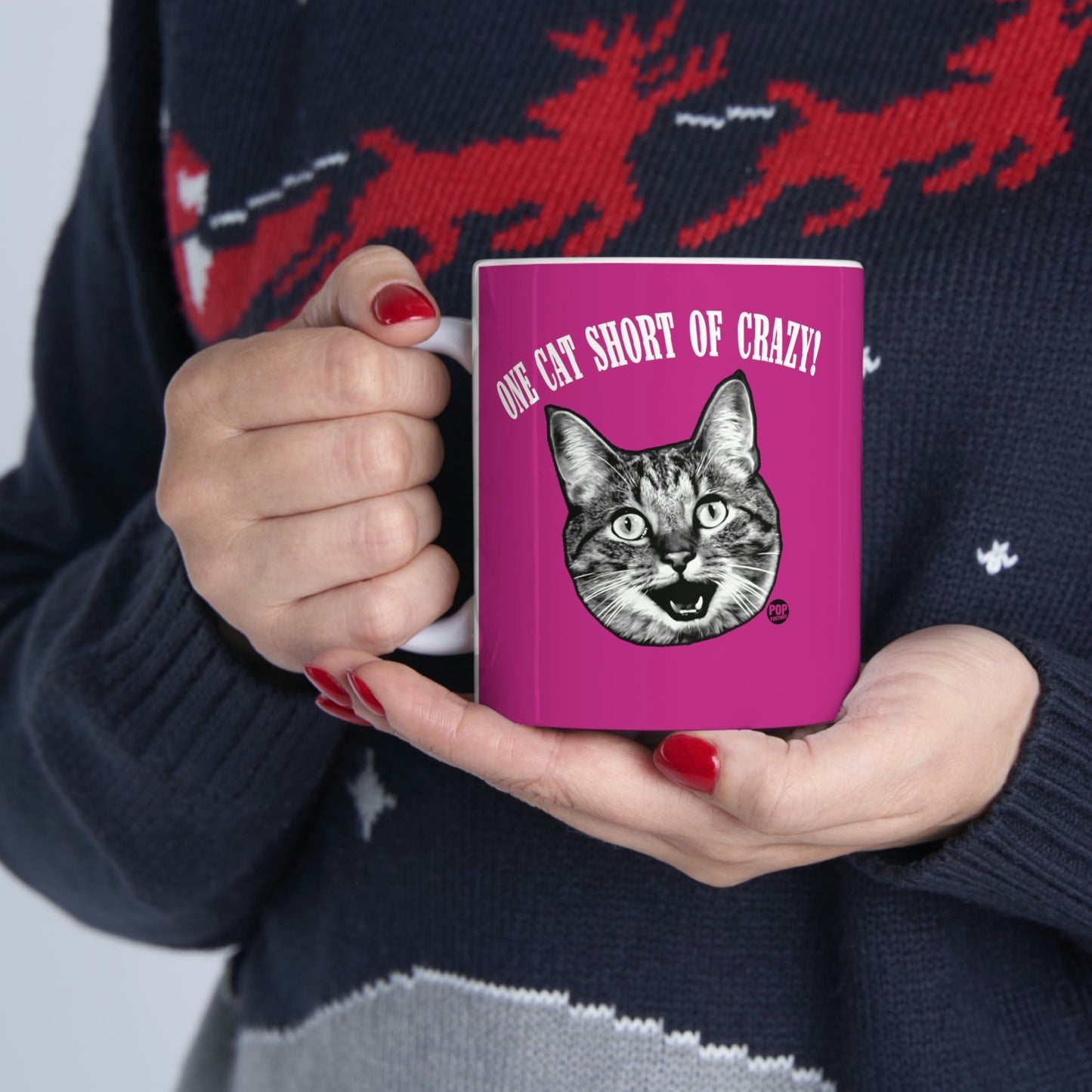 ONE CAT SHORT OF CRAZY!  COFFEE MUG